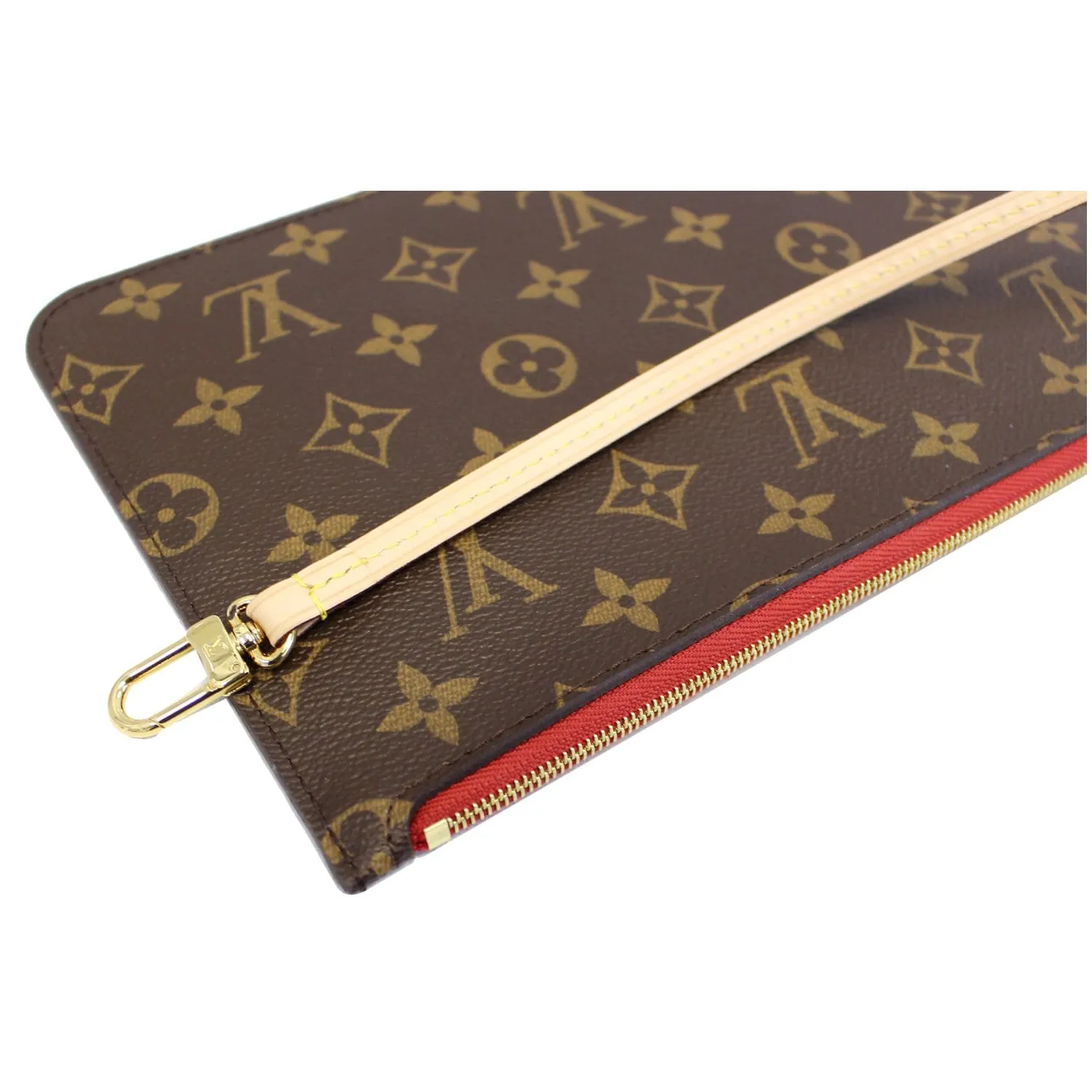 LOUIS VUITTON Pochette Wristlet Pouch Monogram Canvas Neverfull MM/GM Brown