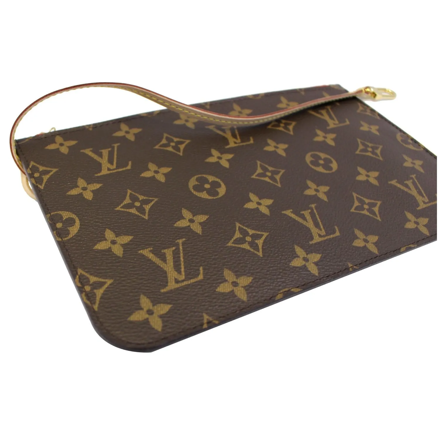 LOUIS VUITTON Pochette Wristlet Pouch Monogram Canvas Neverfull MM/GM Brown