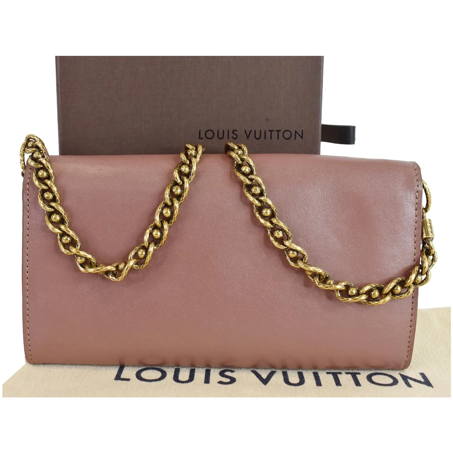 LOUIS VUITTON Sarah Cuir Boudoir Chain Wallet Rose Velours  - Last Call
