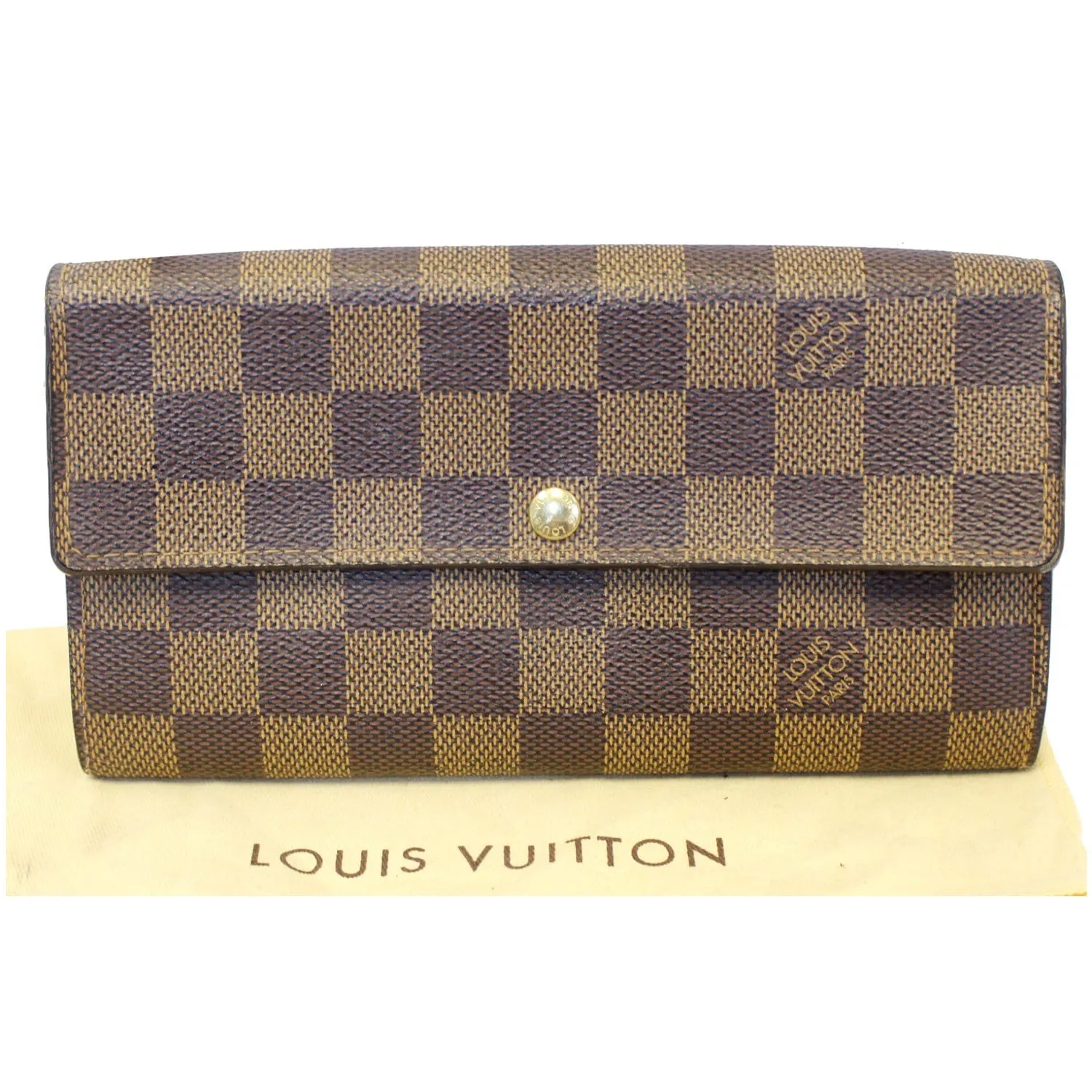 LOUIS VUITTON Sarah Damier Ebene Wallet Brown