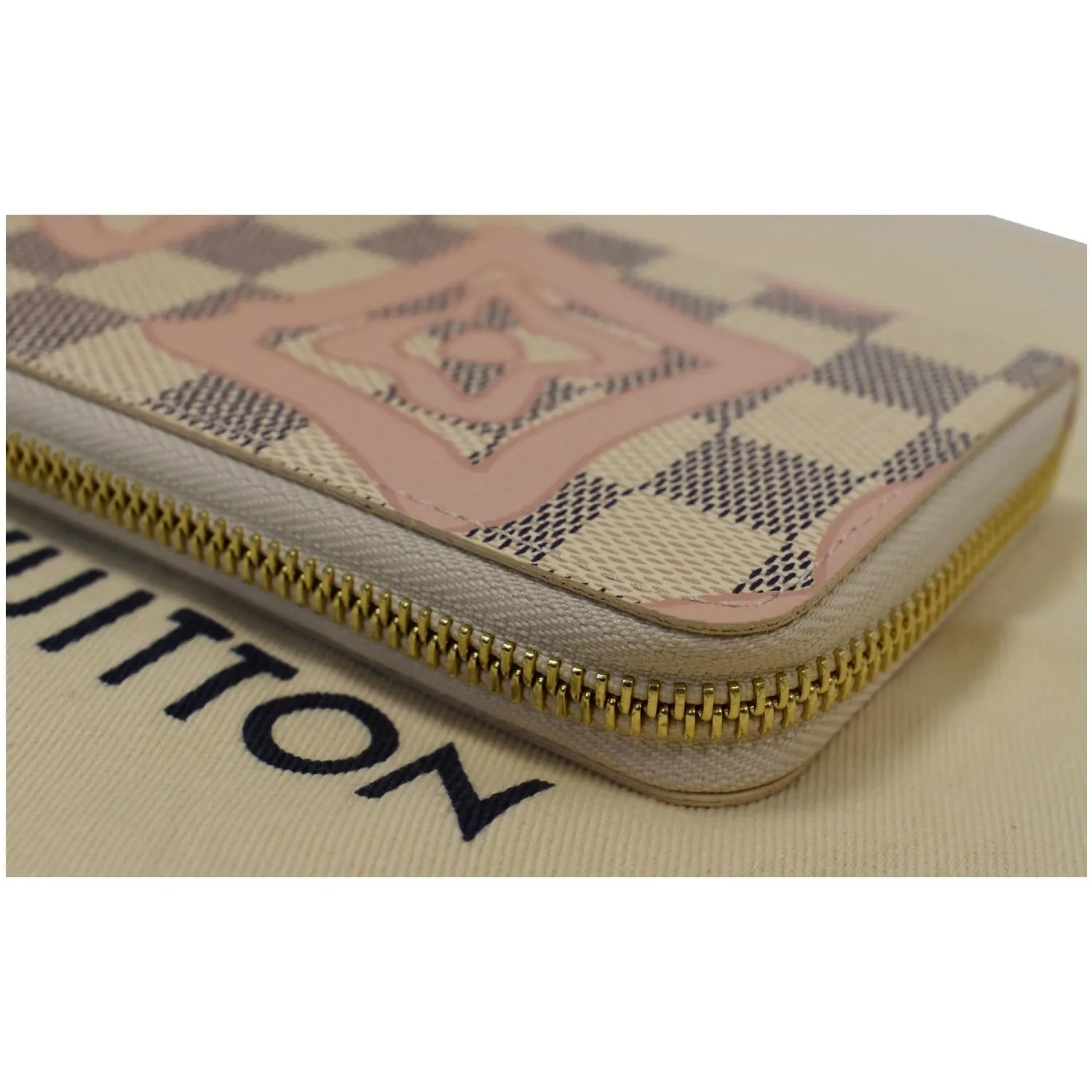 Louis Vuitton Tahitienne Damier Azur Clemence Wallet Pink
