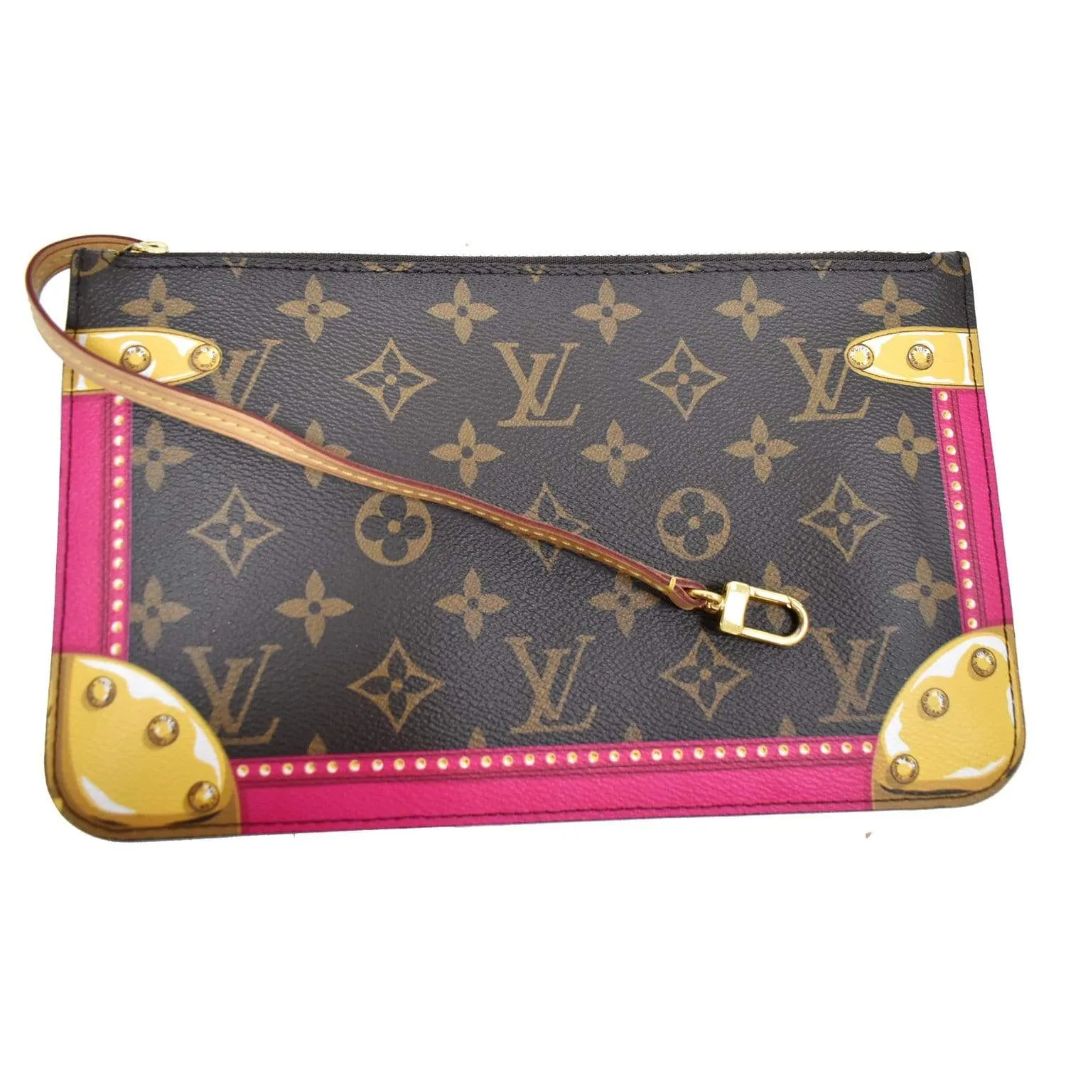 LOUIS VUITTON Wristlet Pouch Monogram Summer Trunk Neverfull MM Brown