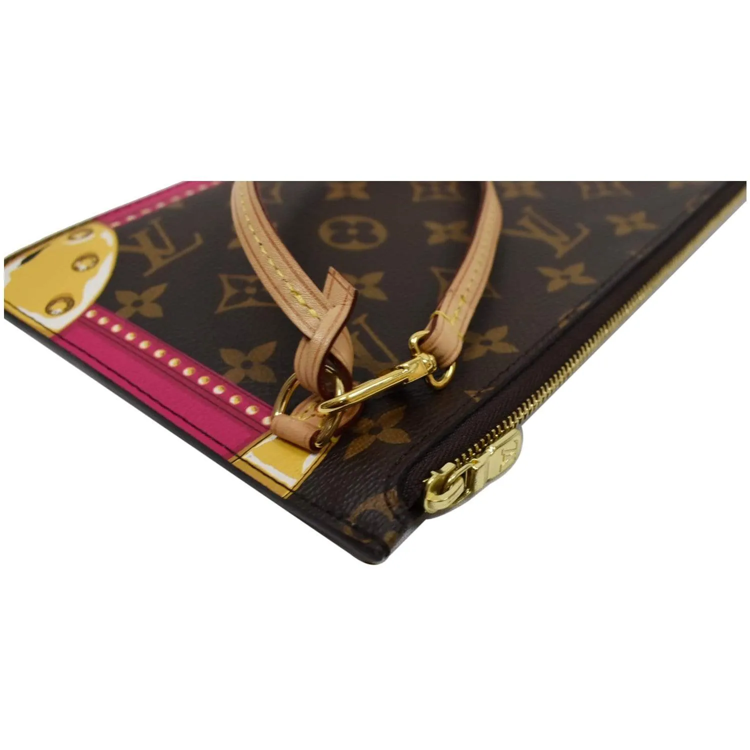 LOUIS VUITTON Wristlet Pouch Monogram Summer Trunk Neverfull MM Brown