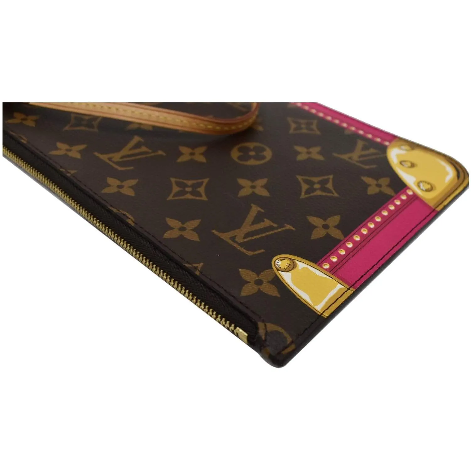 LOUIS VUITTON Wristlet Pouch Monogram Summer Trunk Neverfull MM Brown
