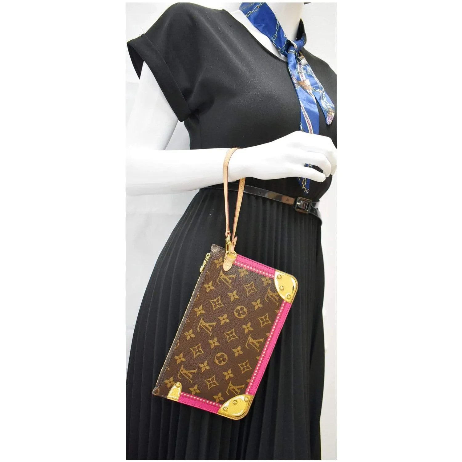 LOUIS VUITTON Wristlet Pouch Monogram Summer Trunk Neverfull MM Brown