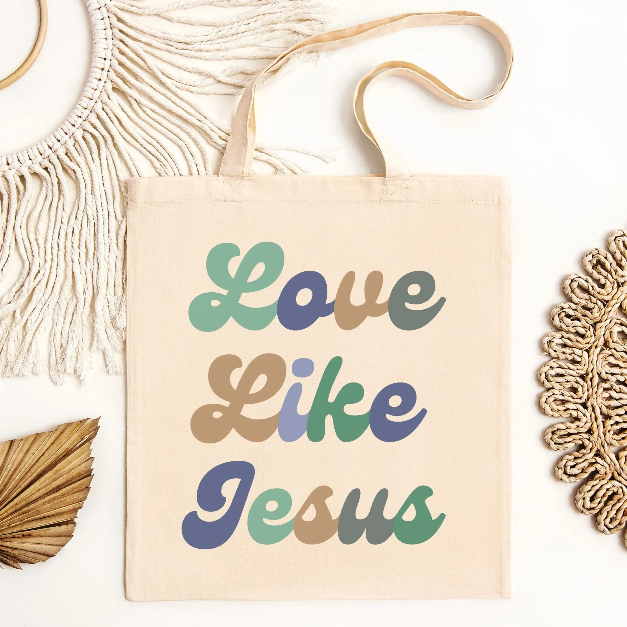 Love Like Jesus Tote Bag in Groovy Blues