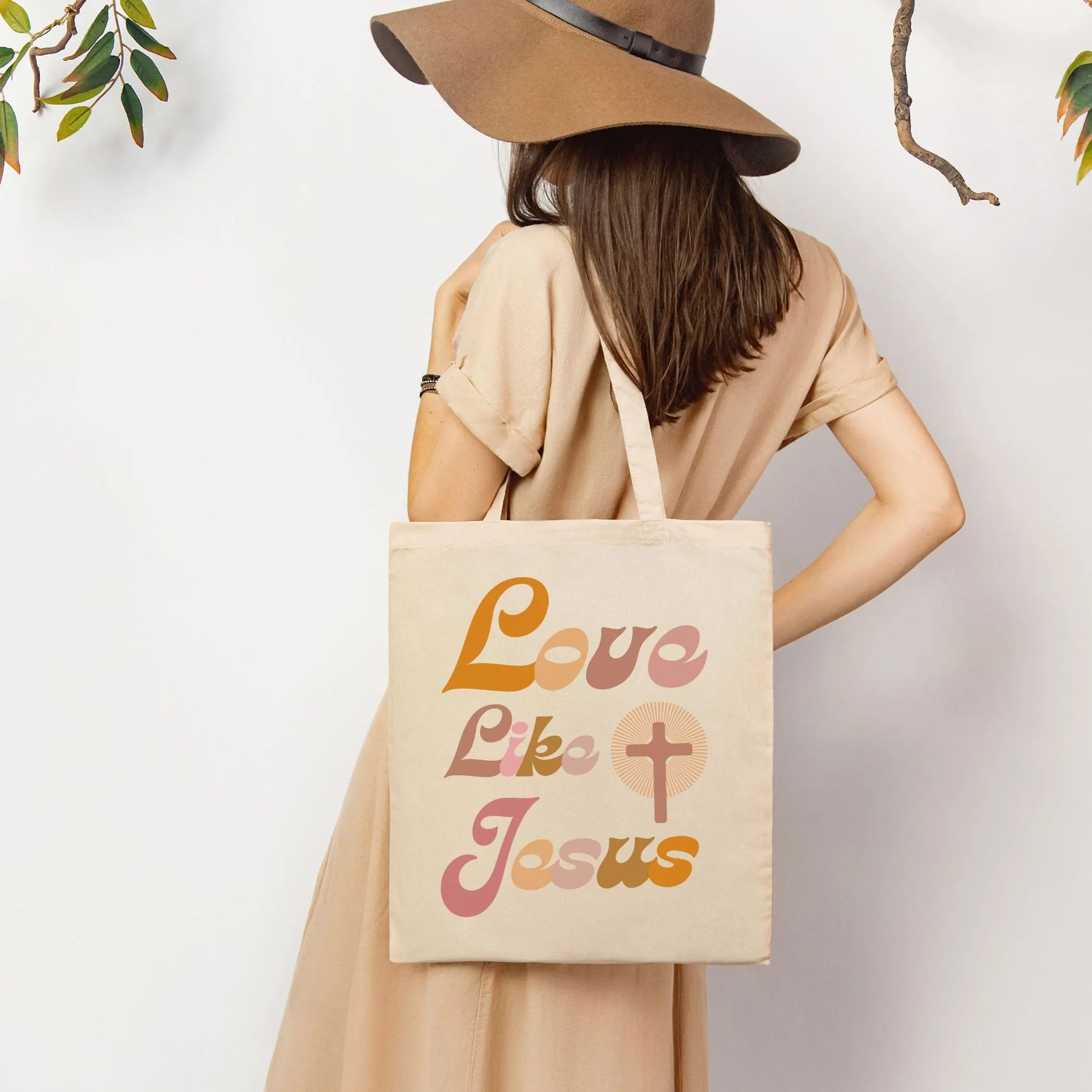 Love Like Jesus Tote Bag in Groovy Pinks