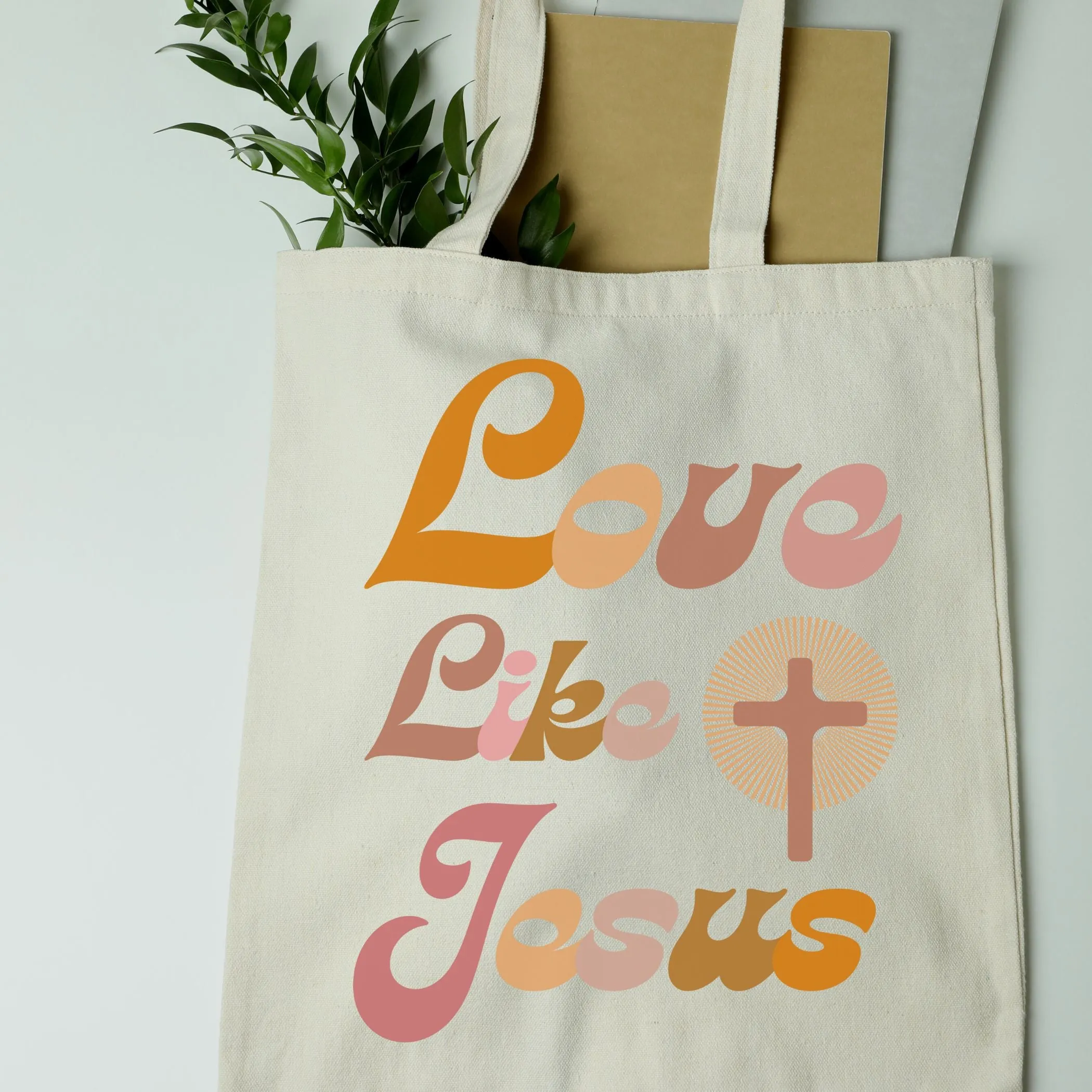 Love Like Jesus Tote Bag in Groovy Pinks