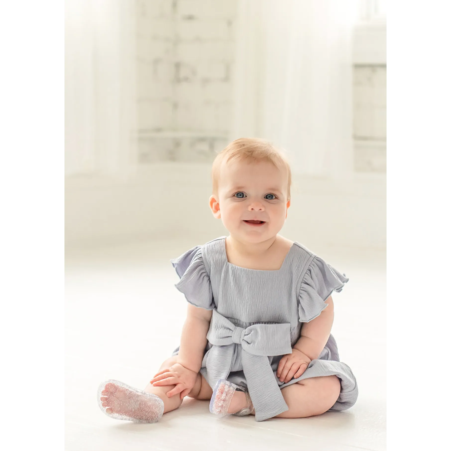 Mabel   Honey Earl Grey Textured Knit Romper