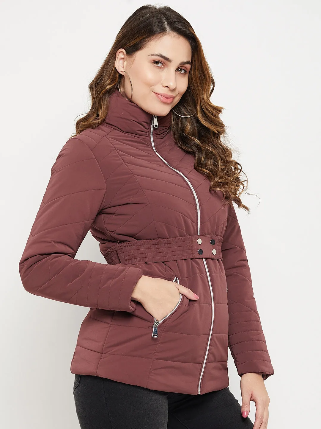 Madame Belted Waist Chocolate Brown Quilted Jacket