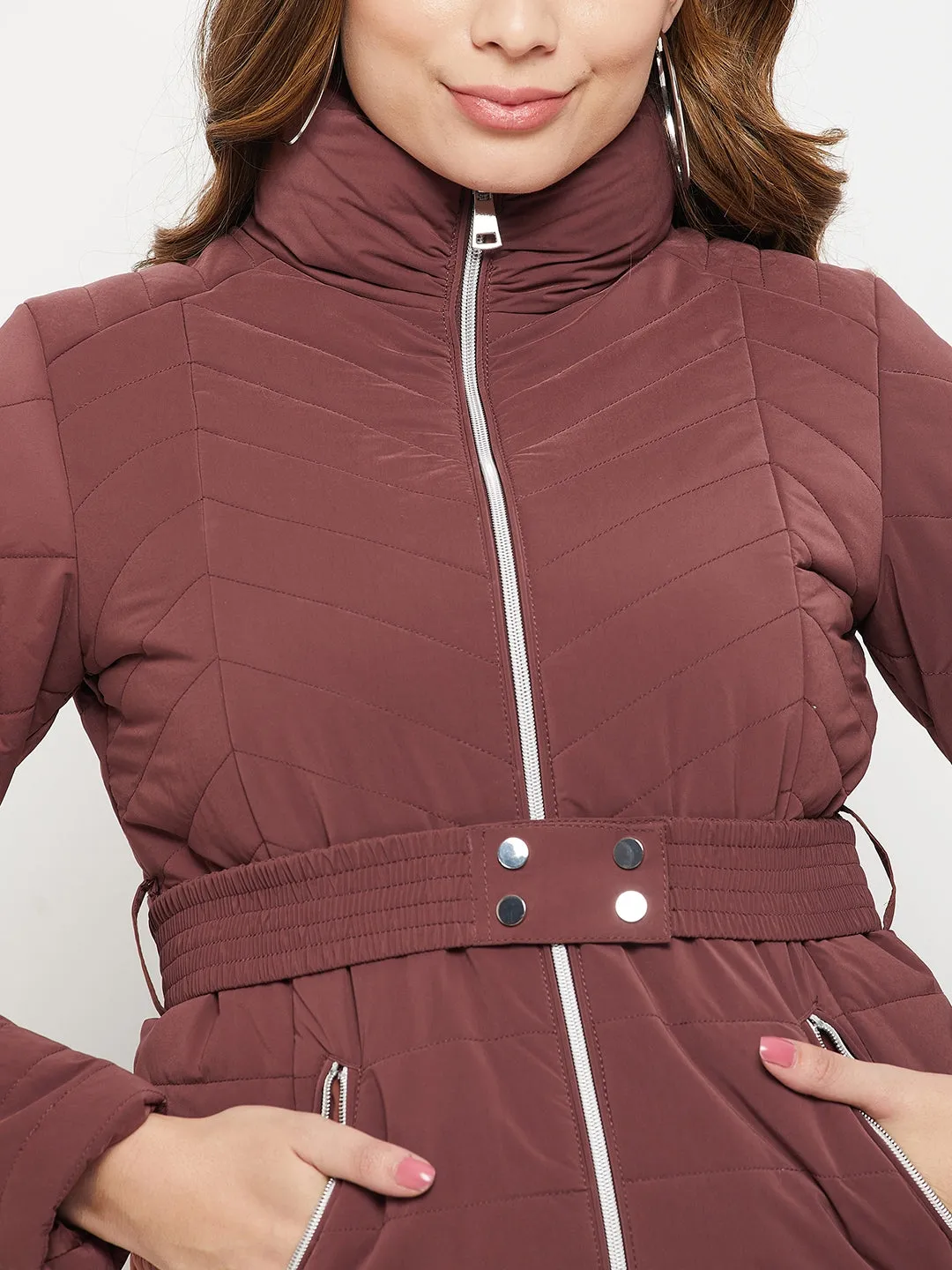Madame Belted Waist Chocolate Brown Quilted Jacket