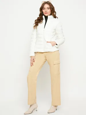 Madame Quilted Zip Off White Puffer Jacket