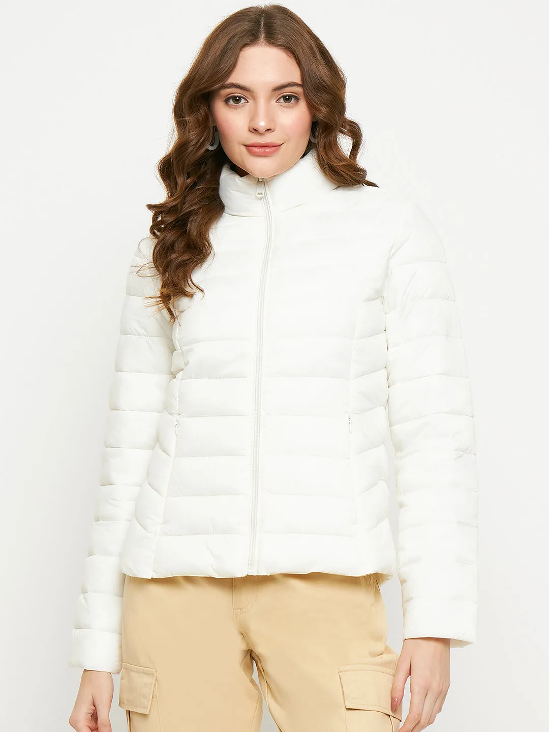 Madame Quilted Zip Off White Puffer Jacket