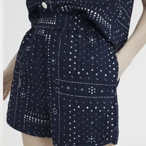 Madewell Quilted Bandana Shorts Navy White Geometric Design Size XXS - NWOT