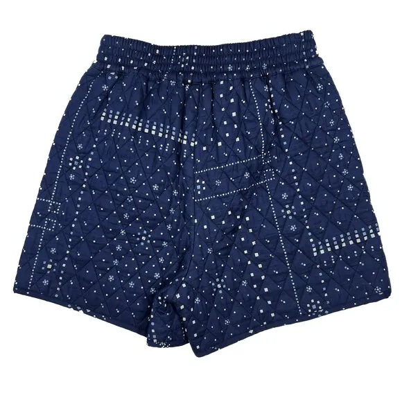 Madewell Quilted Bandana Shorts Navy White Geometric Design Size XXS - NWOT