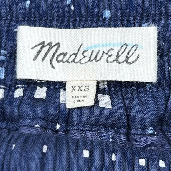 Madewell Quilted Bandana Shorts Navy White Geometric Design Size XXS - NWOT