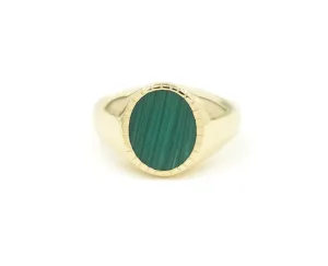 Malachite Textured Signet Ring