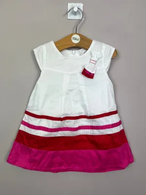 Mayoral pink/red/white stripe dress 9m