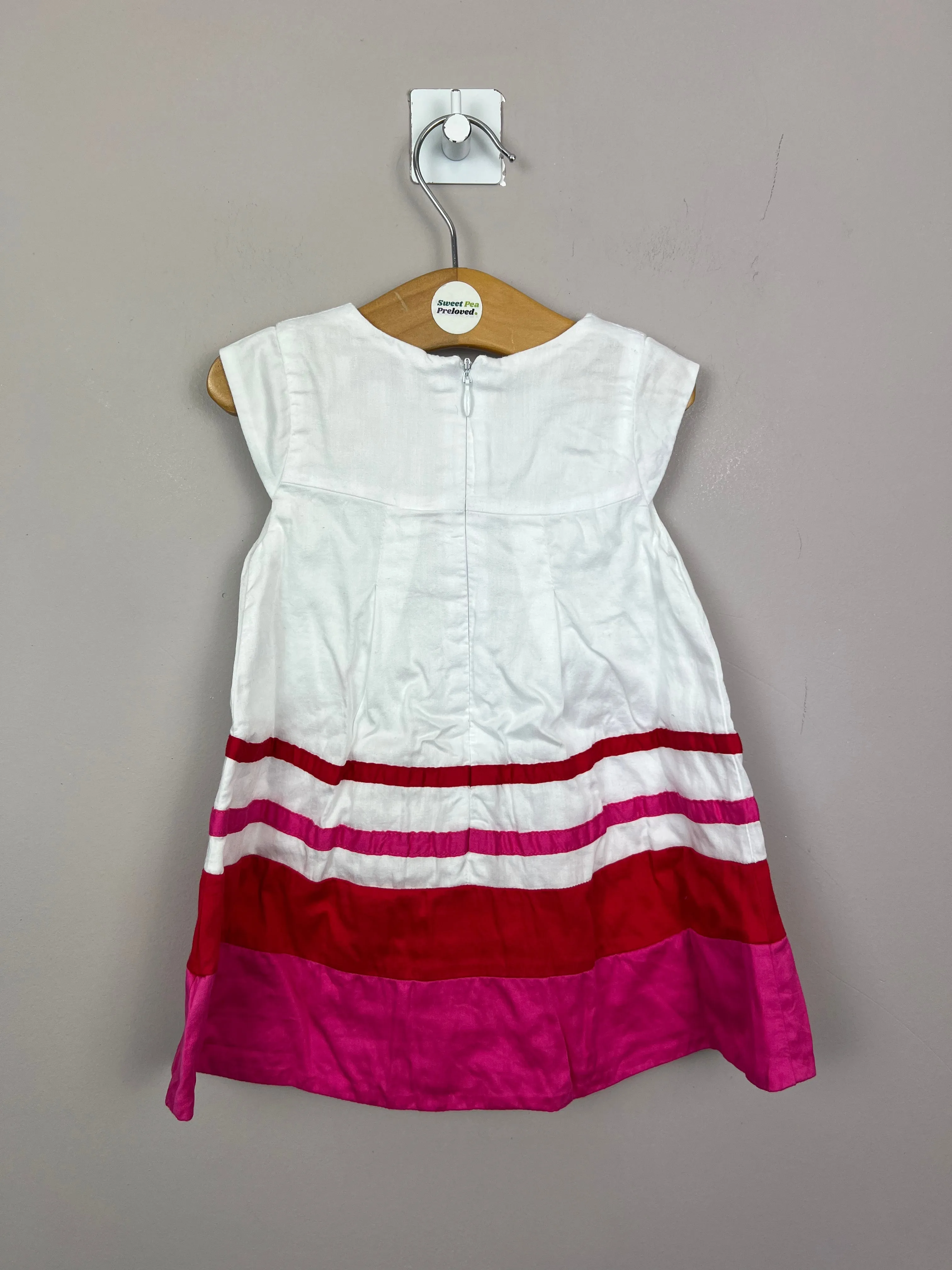 Mayoral pink/red/white stripe dress 9m