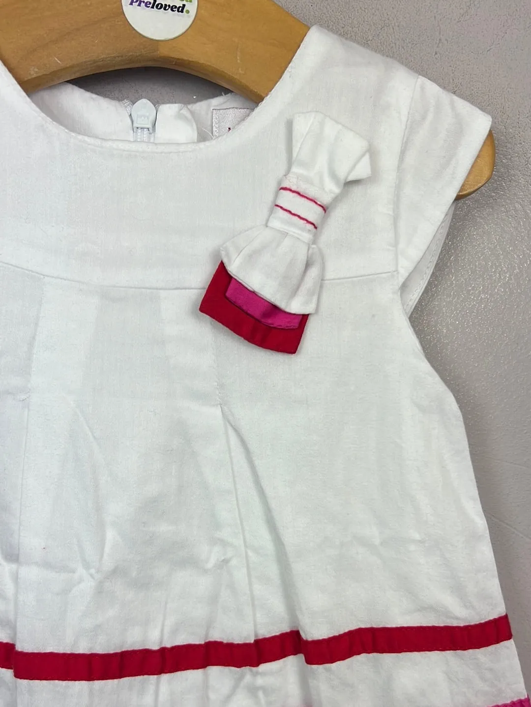 Mayoral pink/red/white stripe dress 9m