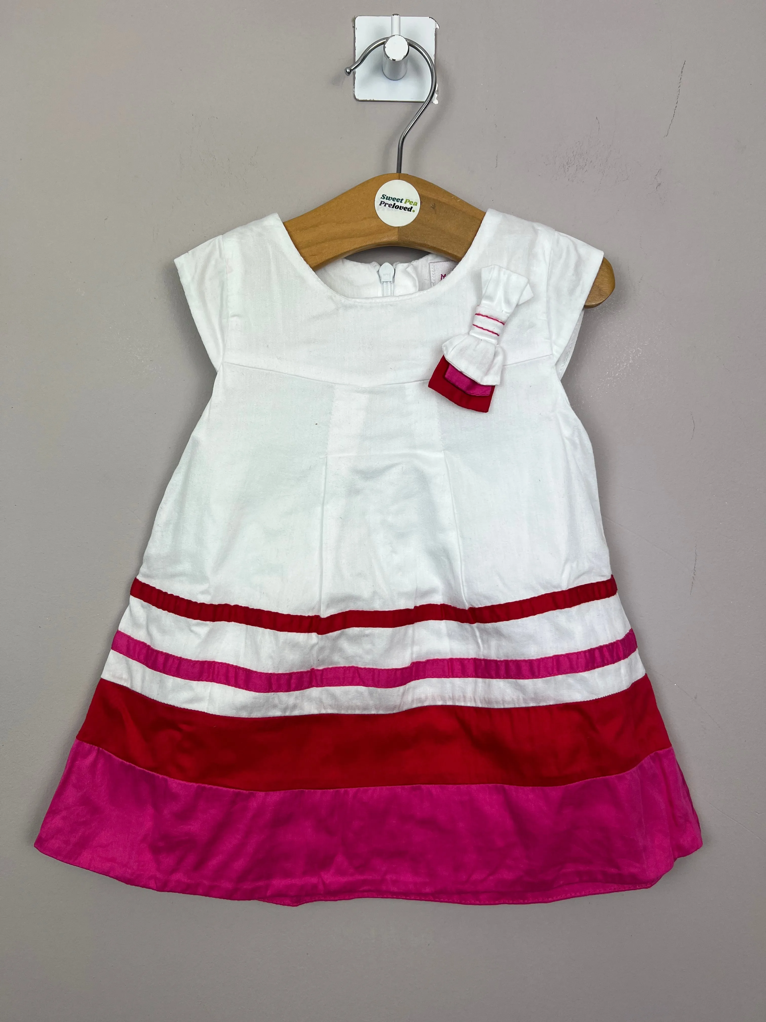 Mayoral pink/red/white stripe dress 9m