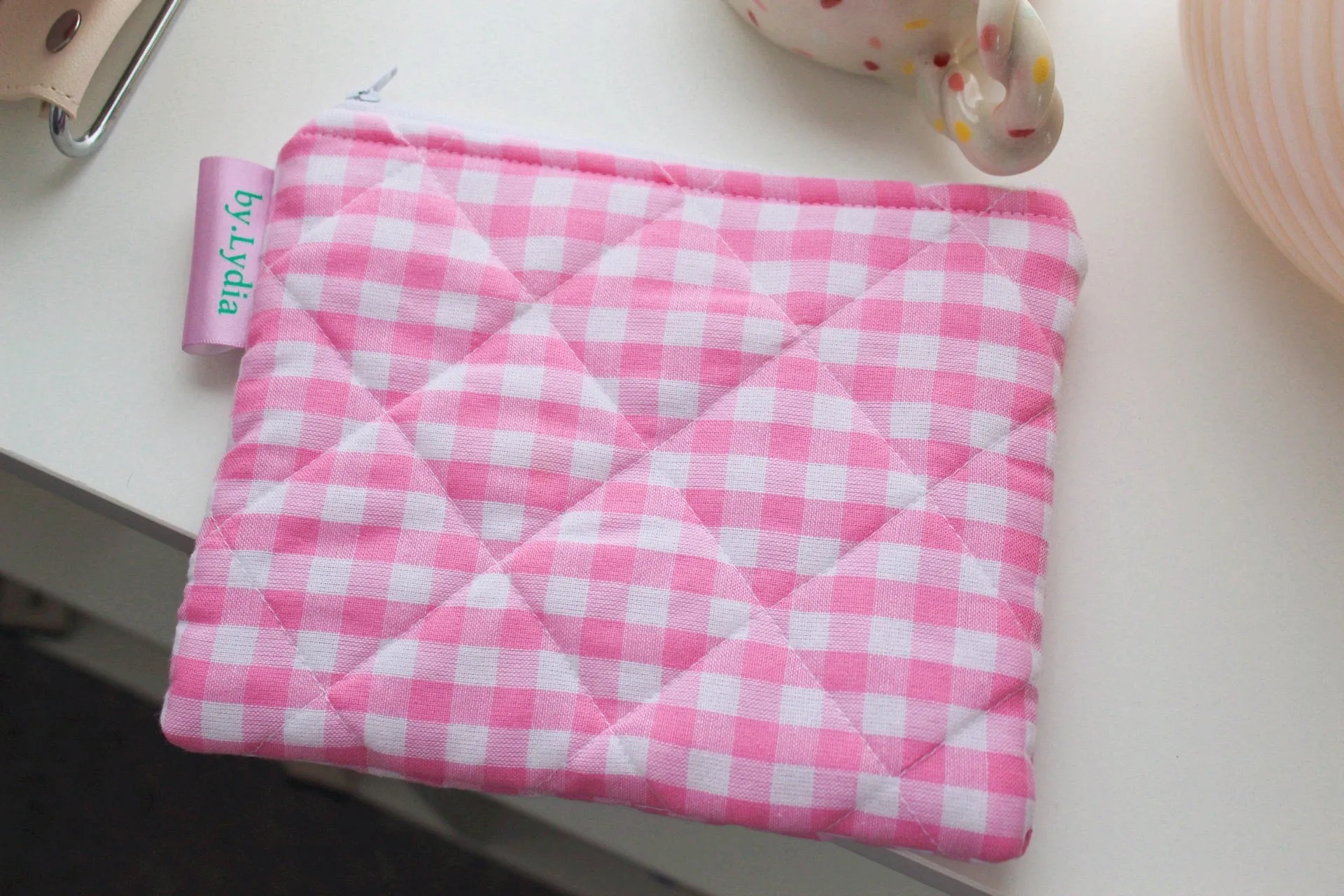 Medium Pouch - Pink Gingham
