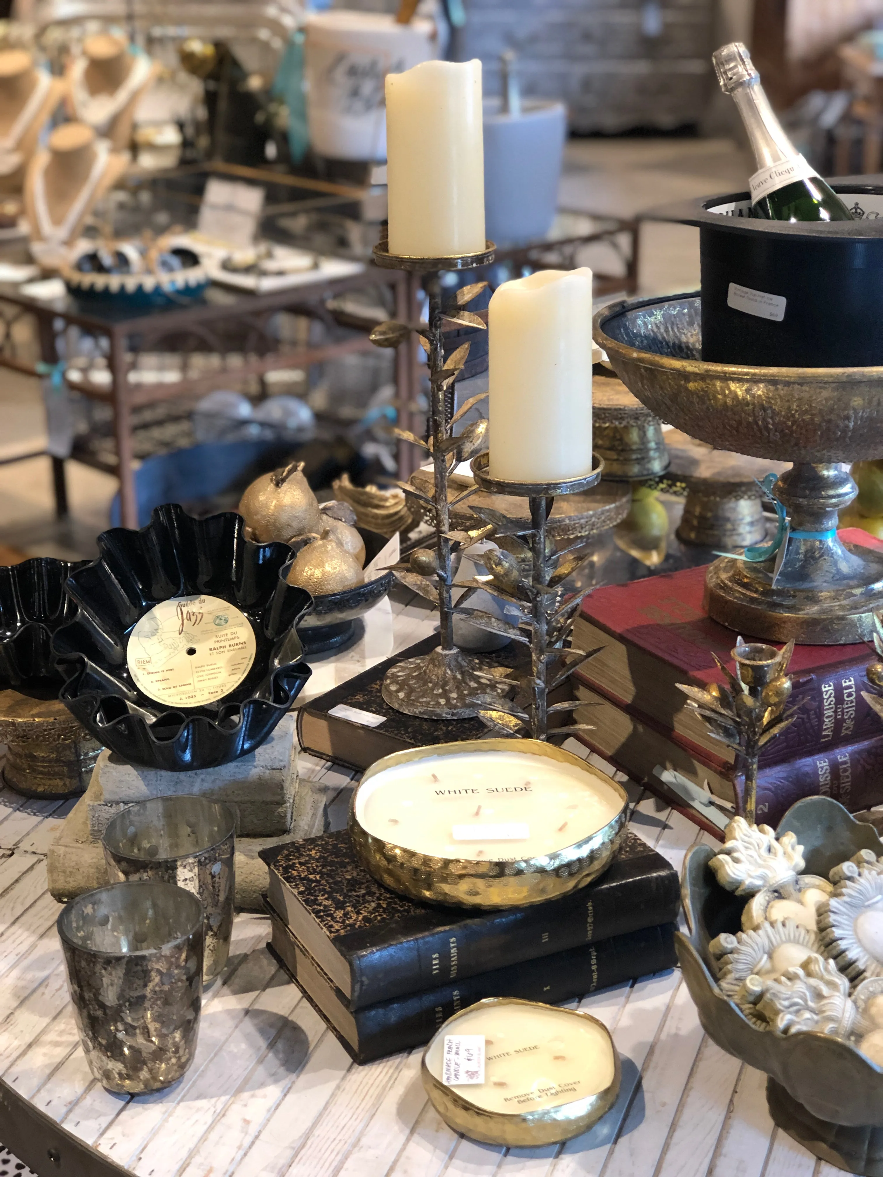 Metal Olive Branch Pillar Candle Holders | Two Sizes Available