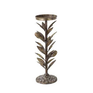Metal Olive Branch Pillar Candle Holders | Two Sizes Available