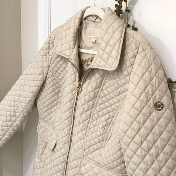 Michael Kors Quilted Jacket Tan, Size L, EUC