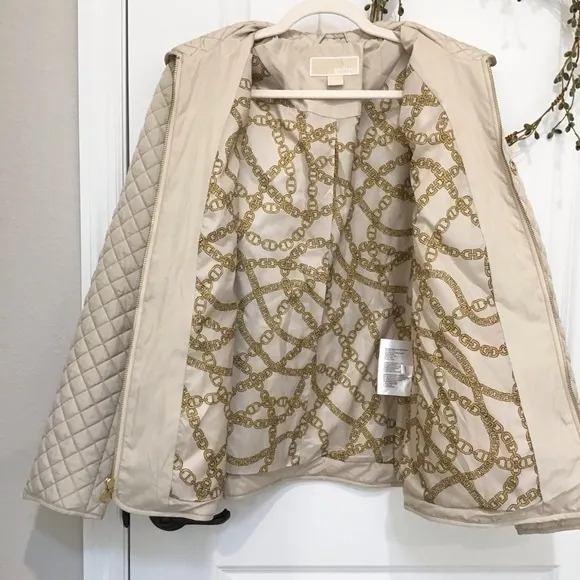 Michael Kors Quilted Jacket Tan, Size L, EUC