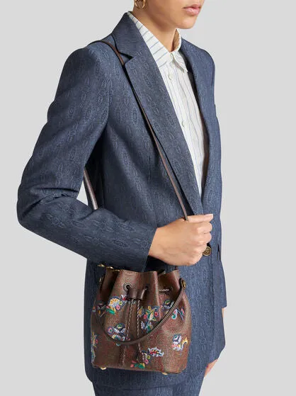 Mini Paisley Bucket Bag With Embroidery