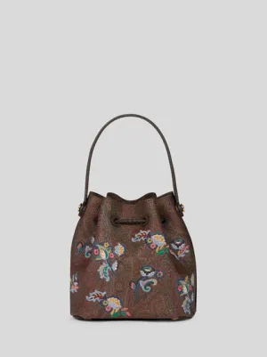 Mini Paisley Bucket Bag With Embroidery