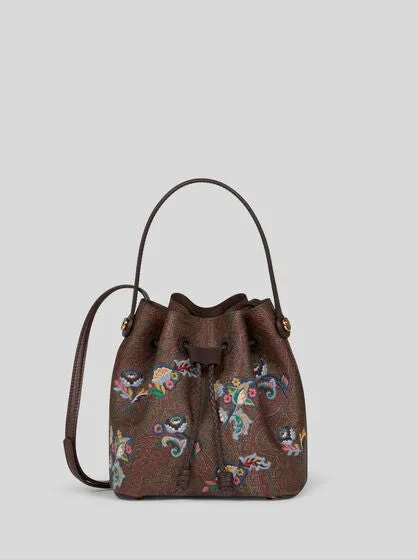 Mini Paisley Bucket Bag With Embroidery