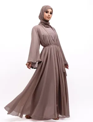 Mocha - Makeba Organza Abaya Set