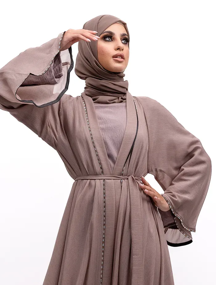 Mocha - Makeba Organza Abaya Set