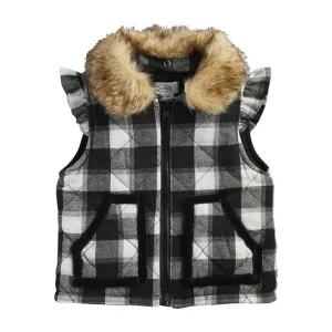 Mud Pie Kids Black Buffalo Check Ruffle Vest