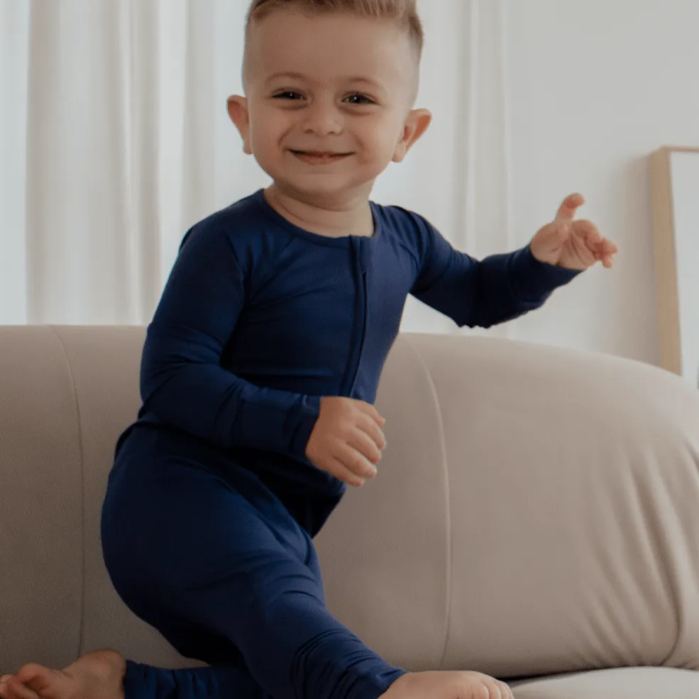Muted Navy Bamboo Convertible Zippered Sleeper