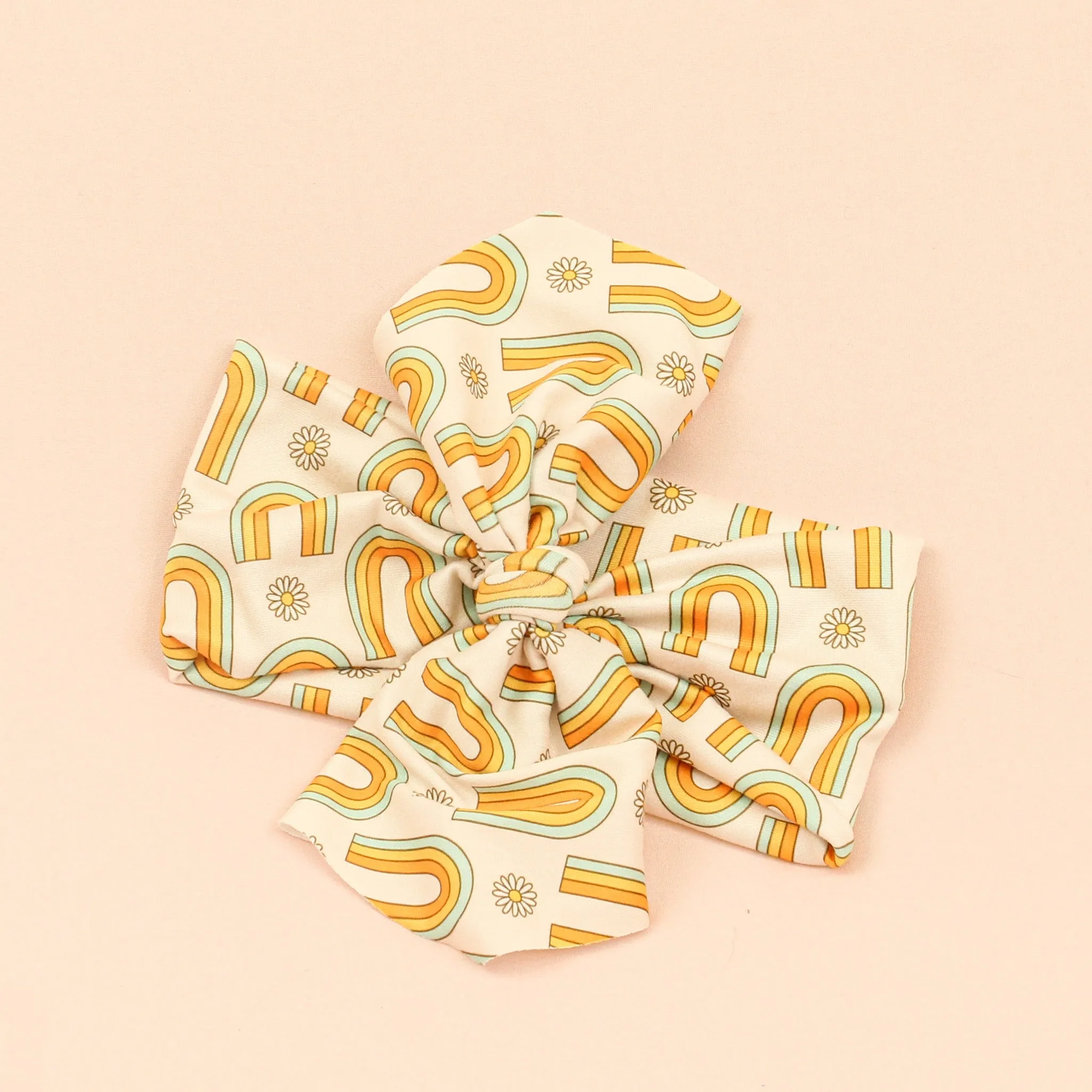 Muted Retro Rainbows Top Knot Headband