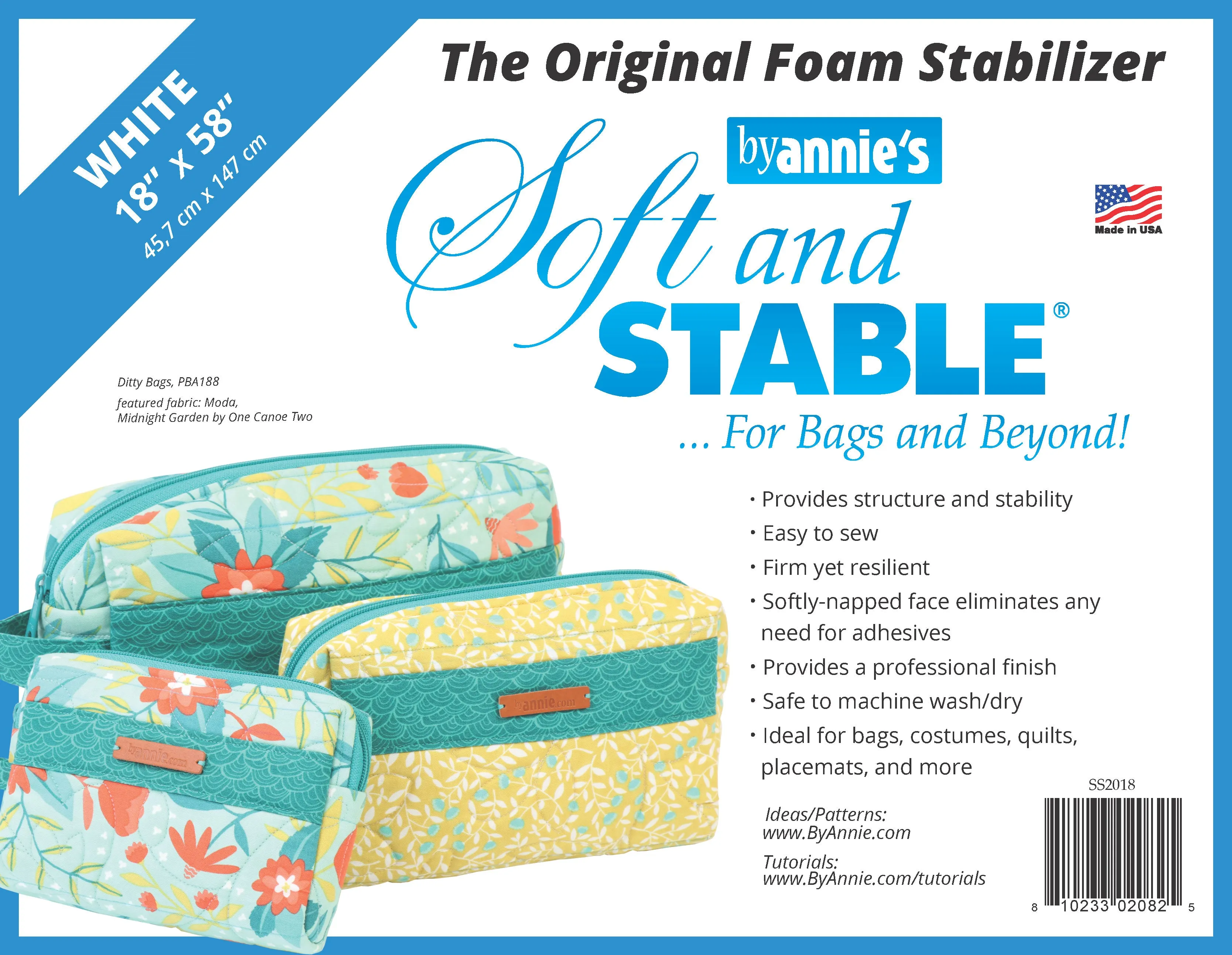 NEW ByAnnie's Soft and Stable Foam Stabilizer 18" x 58", developed to use in place of batting or other stabilizers in purses, bags, totes and more.