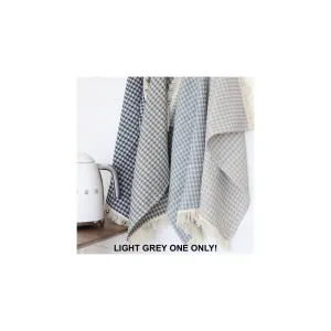 New Harman Goods Jumbo Waffle Fringe Tea Towel Grey! 20X28