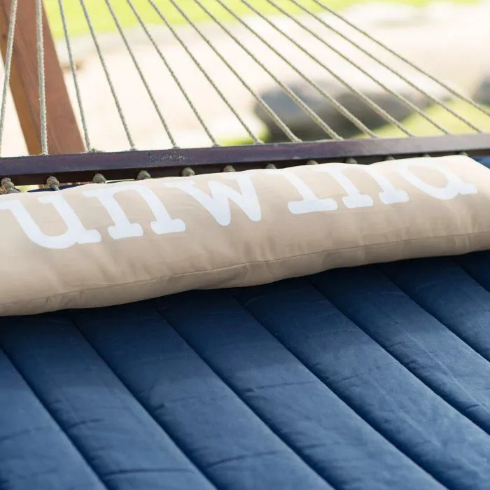 New in box! Hometrends Beach Navy/Unwind Quilted Hammock! Overall size 145.67L x 55W in, Stand not included.