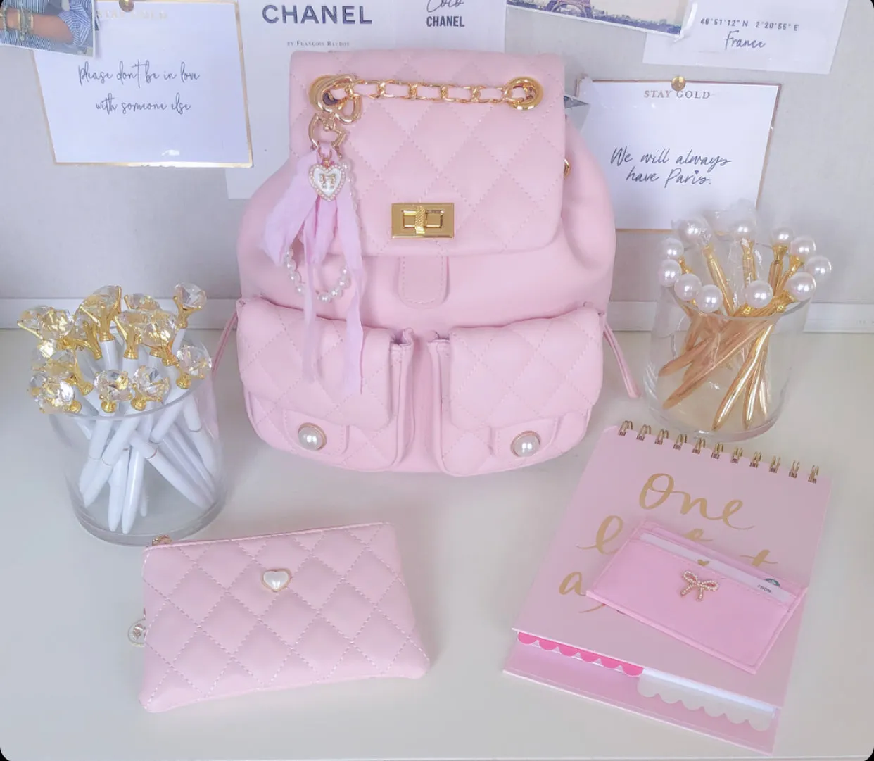 NEW! PINK QUILTED POUCH