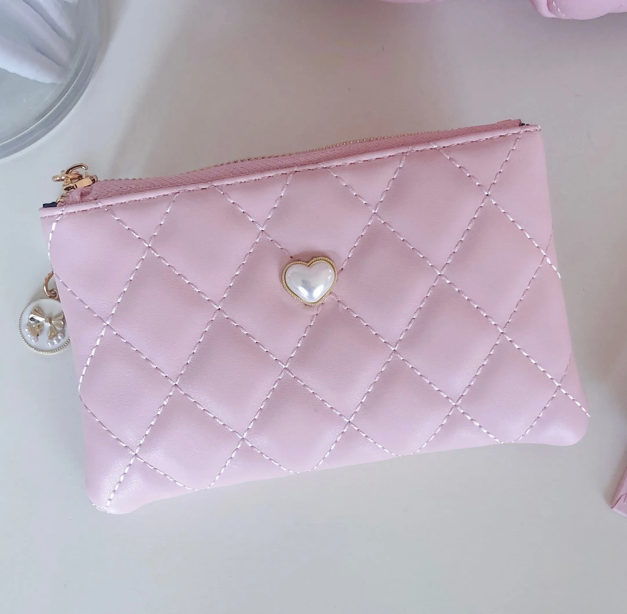 NEW! PINK QUILTED POUCH