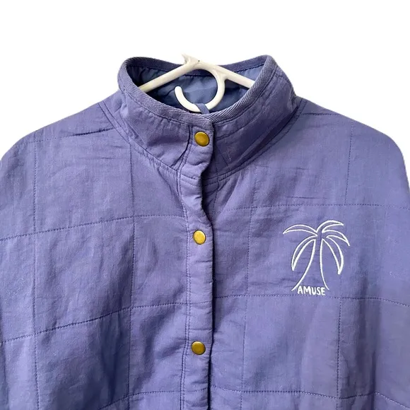 NEW Revolve Amuse Society Womens Small Quilted Beach Chic Jacket Med Periwinkle