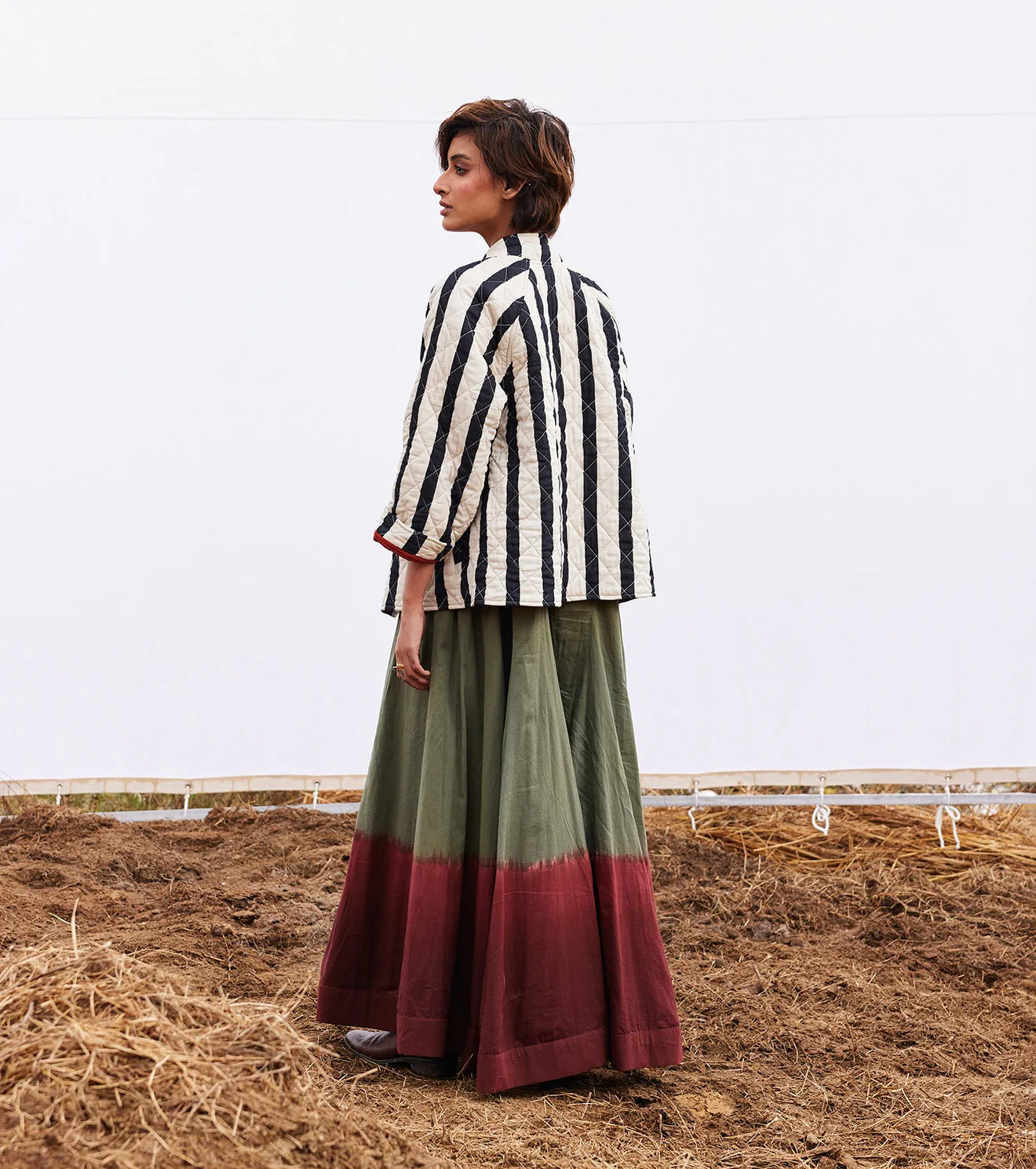 New Season Spring Summer 2025-Jacket-Cotton Mul Jade Black & white-KW908-Fashion Edit Diana by Khara Kapas