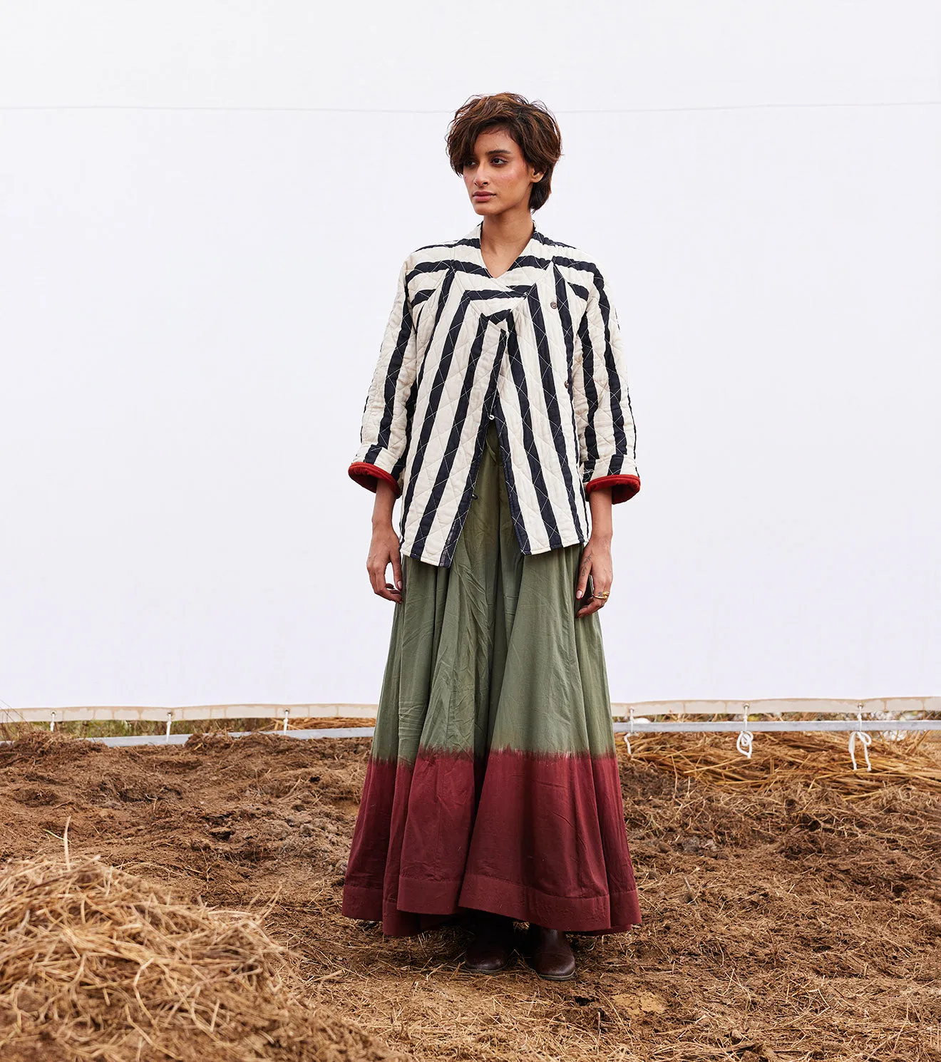 New Season Spring Summer 2025-Jacket-Cotton Mul Jade Black & white-KW908-Fashion Edit Diana by Khara Kapas