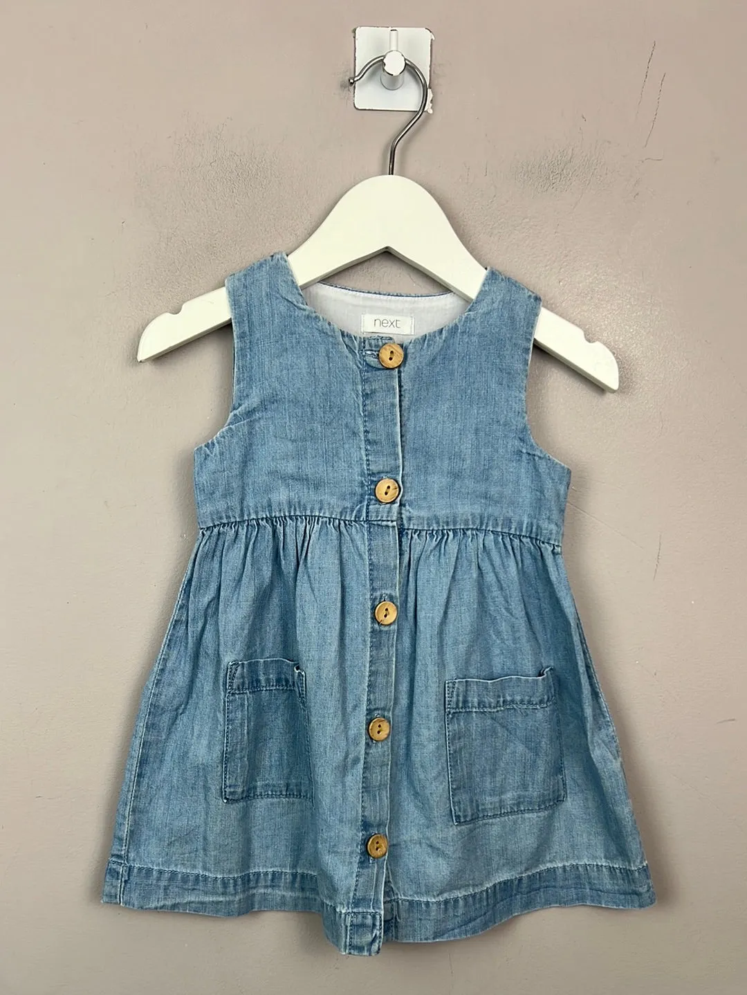 Next button front chambray dress 9-12m