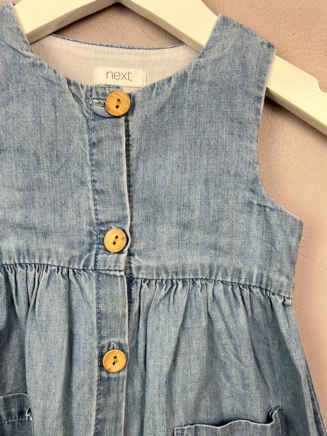 Next button front chambray dress 9-12m