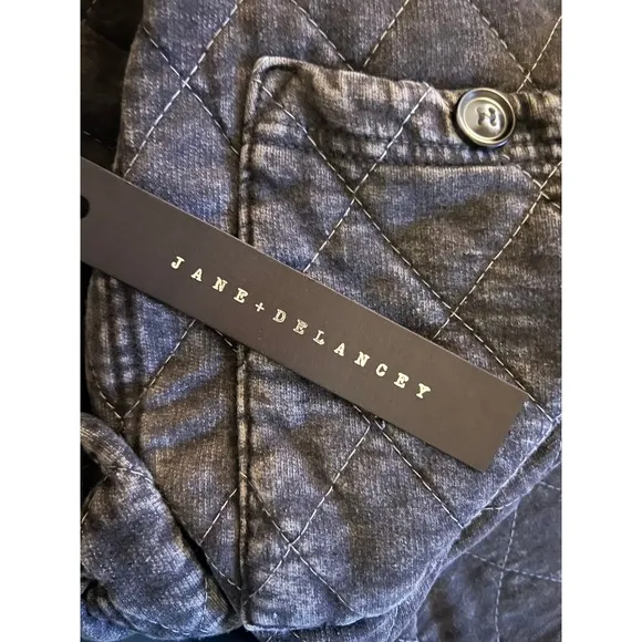 NWT Jane &amp; Delancey washed black quilted hoodie jacket size M