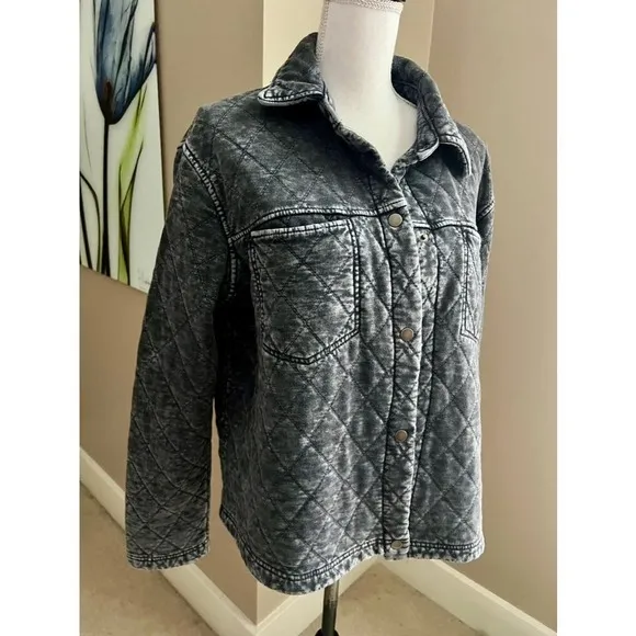 NWT Jane &amp; Delancey washed black quilted hoodie jacket size M